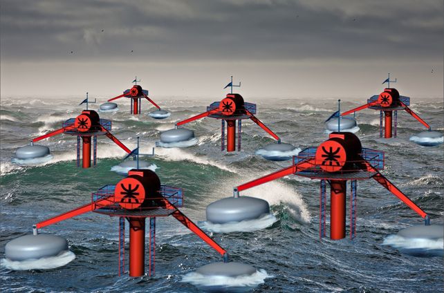 Un diseño muestra cómo serán las boyas oscilantes del proyecto de la UTN frente a Mar del Plata.&nbsp;