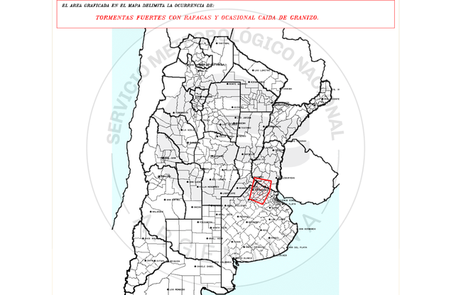 Alerta a corto plazo por tormentas fuertes en el sur provincial