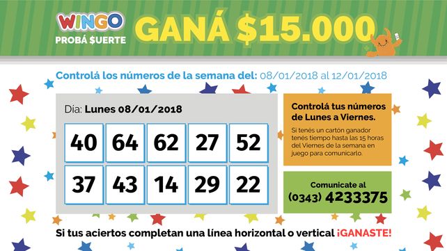 Wingo: Semana del 8 al 12 de enero
