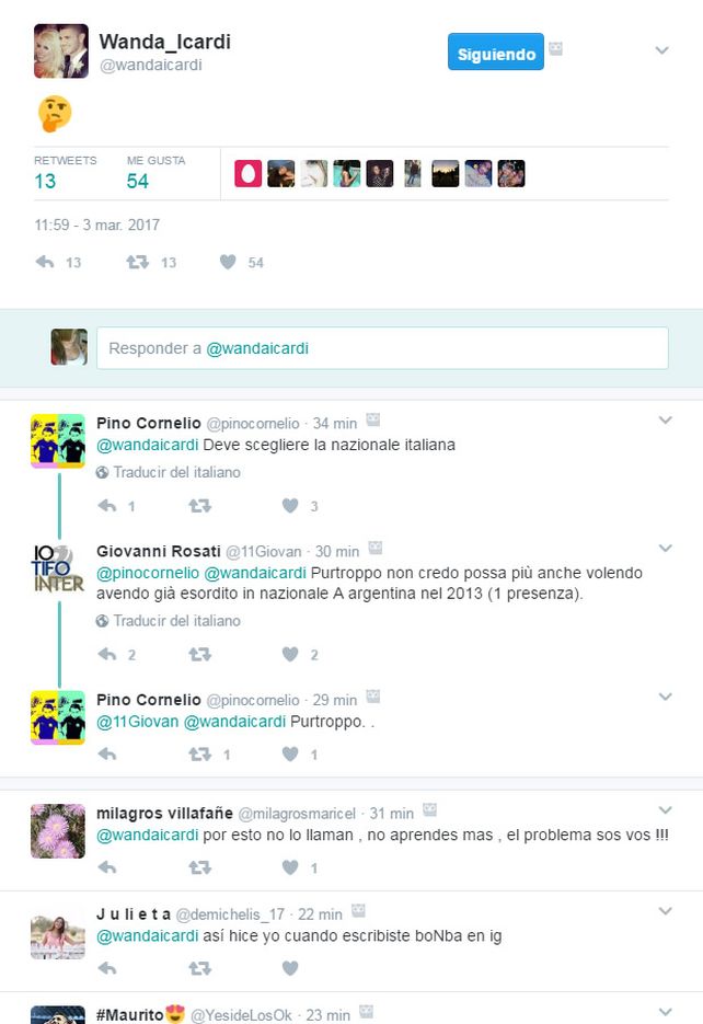 Icardi se quedó afuera de la lista de Bauza y despertó una llamativa reacción de Wanda