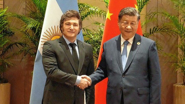 El presidente Javier Milei luego de su reunión con el presidente chino Xi Jinping.