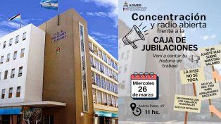 Agmer Paraná organiza una concentración y radio abierta frente a la sede de la Caja de Jubilaciones en Paraná. Será el este miércoles 26&nbsp;