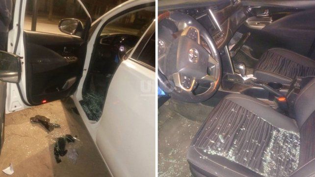 Así quedó el auto del intendente Juan Pablo Poletti luego de ser vandalizado y que se lleven los elementos de su interior&nbsp;