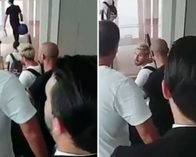 ¡Qué bien te queda el rubio Barbieri!, gritó Jey Mammon que viajó en el mismo avión que Messi