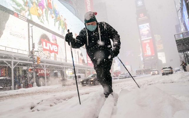Imágenes de la histórica nevada en Nueva York