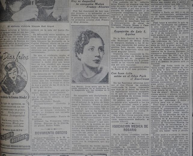 Eva Duarte, joven actriz que ha logrado destacarse en el transcurso de la temporada que hoy termina en el Odeón