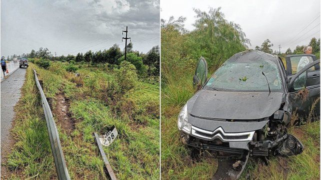 Accidentes: una camioneta embistió una vaca y un auto despistó por un charco