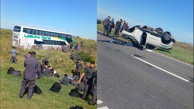 Fuerte choque entre un colectivo y un auto en la autopista Rosario-Santa Fe entre Oliveros y Maciel