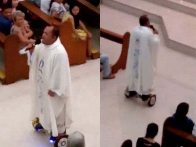 Sancionan a un sacerdote por usar una patineta en misa