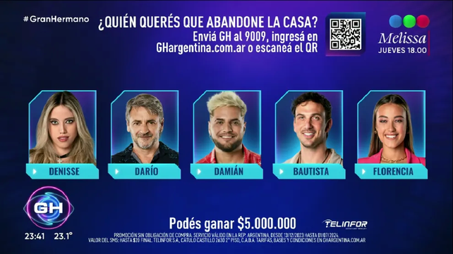 La placa de nominación quedó conformada de esta manera: Denisse (fulminada)