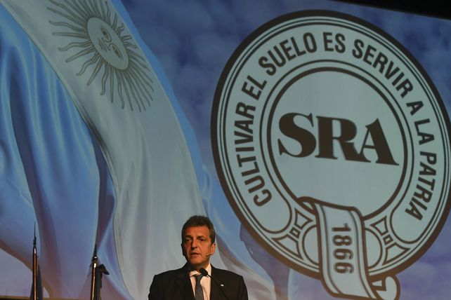 El ministro y precandidato a presidente Sergio Massa expuso en la exposición rural de Palermo.