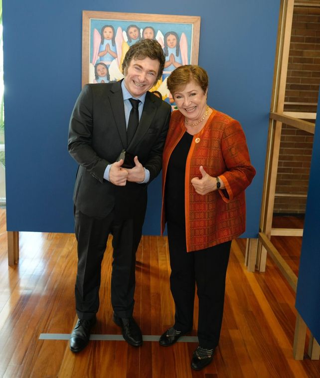 Javier Milei y Kristalina Georgieva se reunieron este martes en Río de Janeiro.
