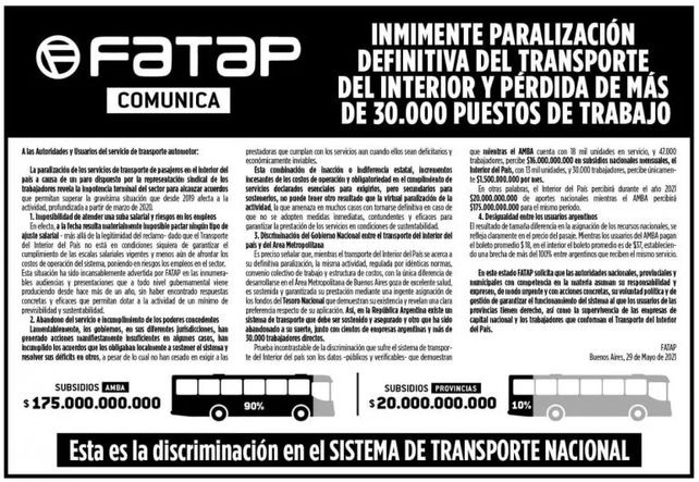 Lischet sobre la paralización del transporte: Hay 30 mil puestos de trabajo en riesgo