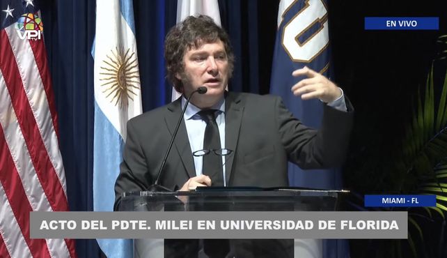 Milei brindó una clase extraordinaria en la Universidad Internacional de Florida.