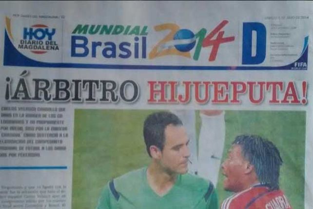 Diario colombiano insulta al árbitro Carlos Velasco
