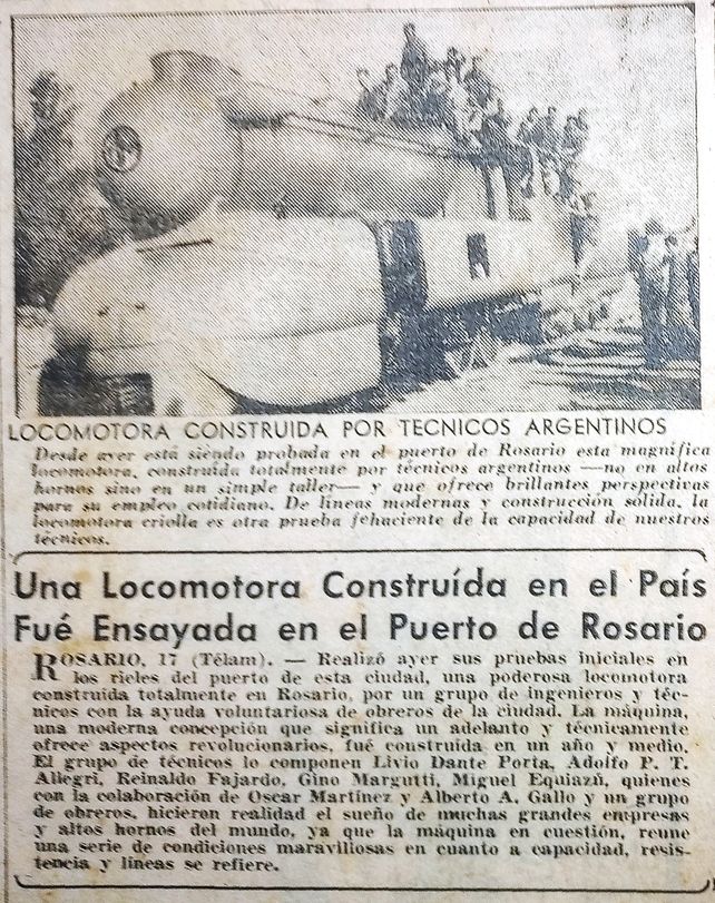 Recorte del periódico Noticias Gráficas. Museo y Archivo Ferroviario Regional de Rosario / Asociación Rosarina Amigos del Riel. Archivo Ricardo Murray.