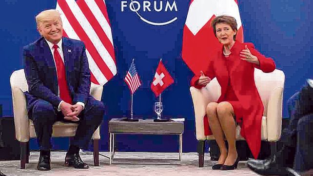 evento. Trump en su encuentro ayer con la presidenta del Consejo Federal suizo