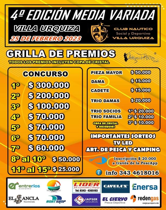El 25 de febrero se realizará un torneo de pesca media variada en Villa Urquiza