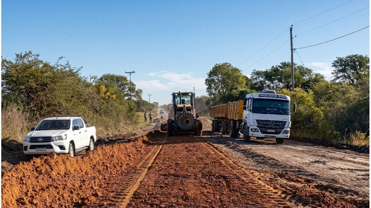 Feliciano: Vialidad Provincial trabaja en la reposición de ripio en la ruta 28