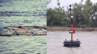 Señalizaron el lugar donde apareció la manta geotextil