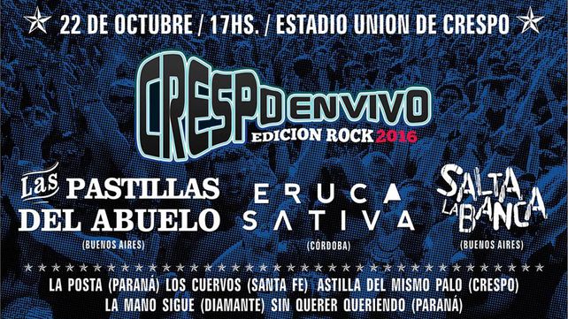 Brindaron más detalles del Crespo en Vivo Edición Rock 2016
