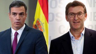 El líder del PSOE, el presidente Pedro Sánchez y&nbsp; Alberto Núñez Feijóo, líder del PP.