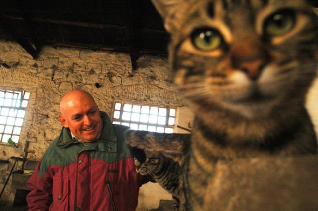 Compañía. Robledo Puch con sus mascotas en Sierra Chica