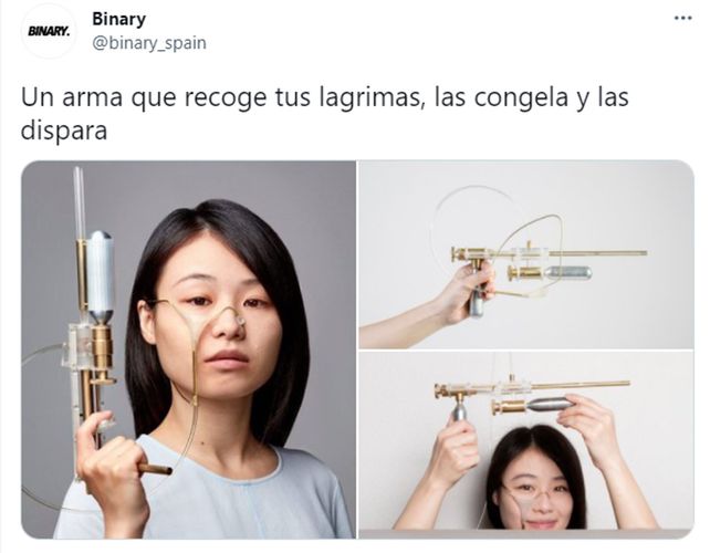 Video: una mujer creó una pistola que convierte lágrimas en balas y las dispara