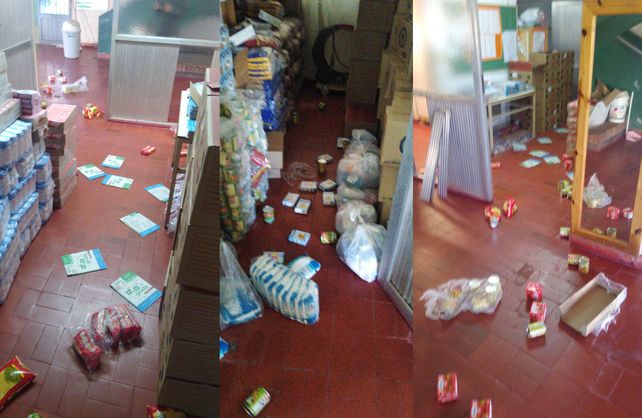 Los destrozos que los delincuentes realizaron esta semana durante los robos en la escuela.&nbsp;