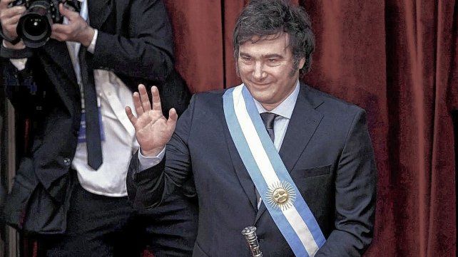 Milei realizó un escueto brindis en la Casa Rosada.&nbsp;