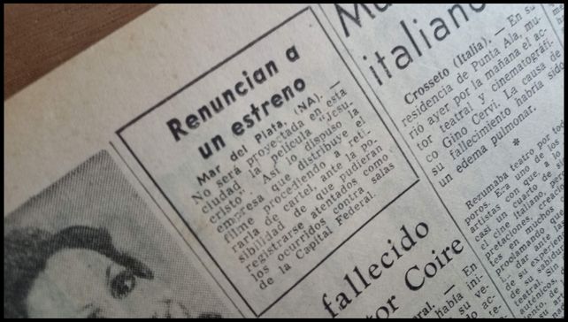 En enero de 1974 La Capital informa sobre la suspensión del estreno del filme 