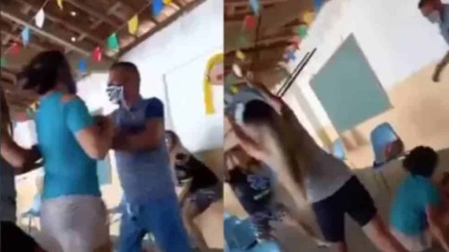 A los sillazos. Las mujeres se trenzaron y protagonizaron una guerra campal en un centro de vacunación contra el coronavirus.