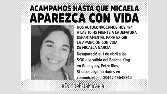Familiares y compañeros de Micaela García aúnan esfuerzos para lograr su aparición con vida