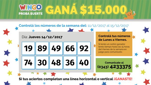 Consultá los números del Wingo