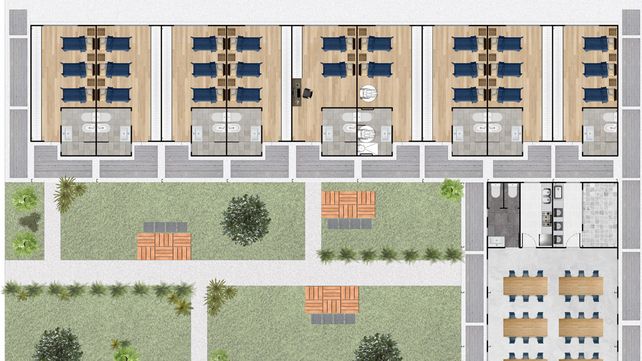 El gobierno provincial invertirá más de 351 millones de pesos en la construcción de tres residencias estudiantiles.Imagen digitalizada del proyecto