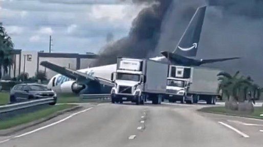 Miami: un avión de carga de Amazon se despistó en el aeropuerto