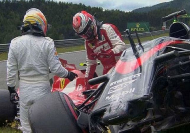 El video inédito del accidente de Alonso y Raikkonen