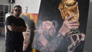 Un artista santafesino pintó a Messi y ahora sueña con entregarle su obra de arte&nbsp;