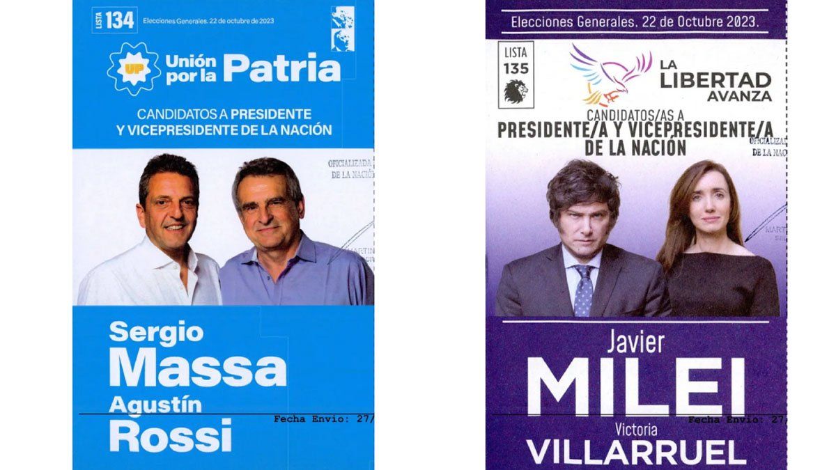 Las boletas de Massa y Milei de octubre serán válidas en el balotaje