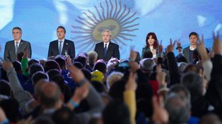 Alberto Fernández y Cristina Fernández abrieron la válvula del gasoducto Néstor Kirchner en Salliqueló.&nbsp;