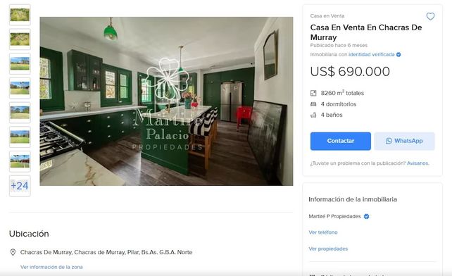 La publicación de venta de la inmobiliaria