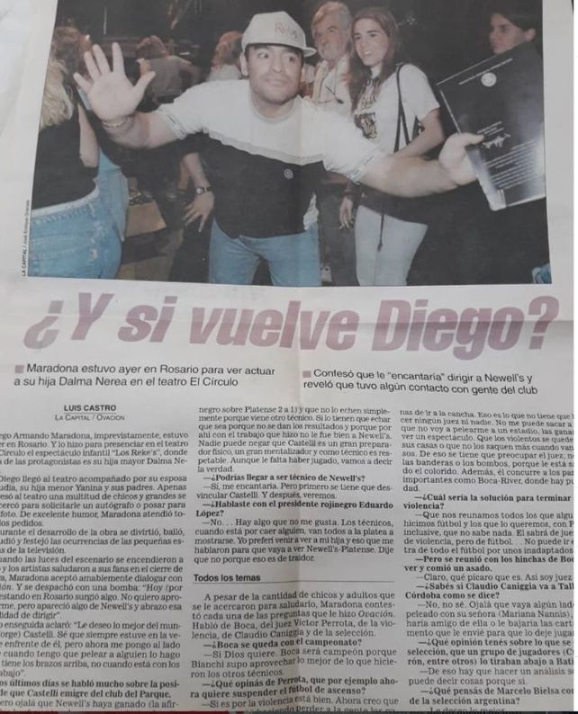 El día en que Diego Maradona fue sondeado para ser el entrenador de Newells