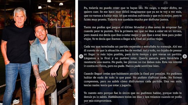 Lionel Messi le escribió una sentida carta a su padre: Te amo Pa