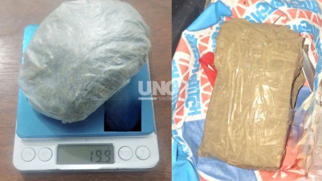 La droga secuestrada en la baulera de la moto
