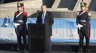 El intendente de Rosario Pablo Javkin durante su discurso en el Día de la Bandera.&nbsp;