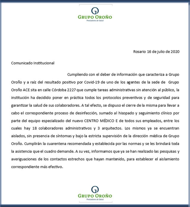 Ocho agentes de la salud se contagiaron de coronavirus en los últimos 10 días en Rosario