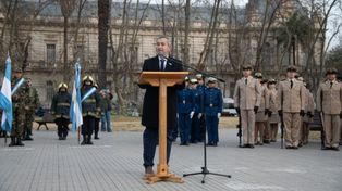 El intendente Pablo Javkin encabezó el acto en homenaje a San Martín.