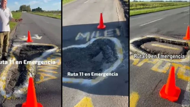 Pozos con nombres de políticos en la ruta nacional 11.