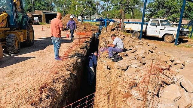 Obras en el tanque central de Santo Tomé.