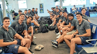 Los jugadores argentinos que forman parte la franquicia Cafeteros Pro rumbo a Chile para jugar la Superliga Americana.